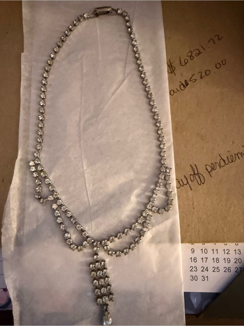 Classic Silver tone Crystal Drop Necklace in Clear Sparkle